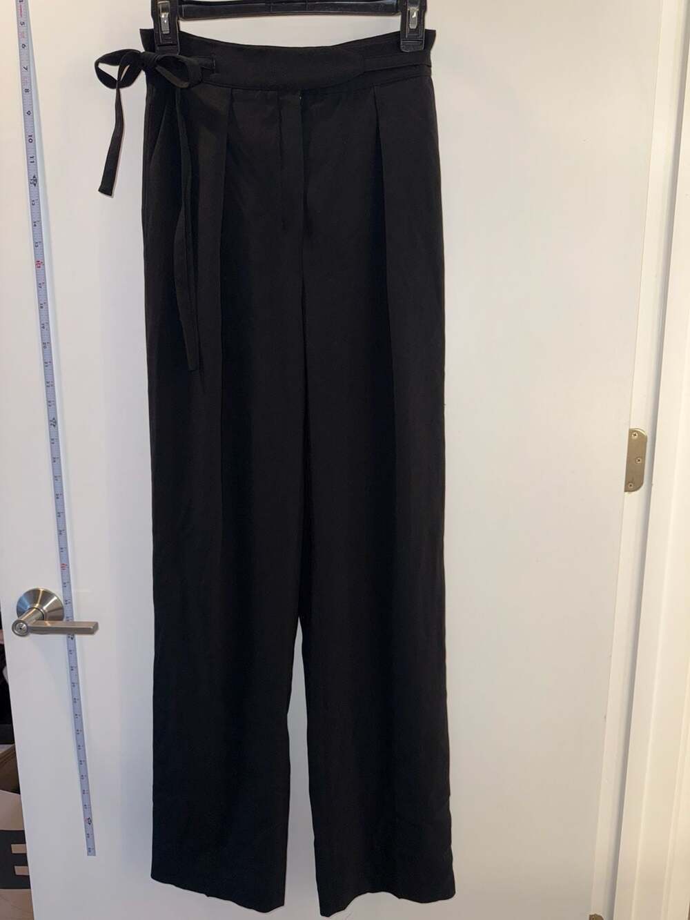 Babaton by Aritzia Dexter Pant Black Pleated Wide Leg Tie Waist Trousers